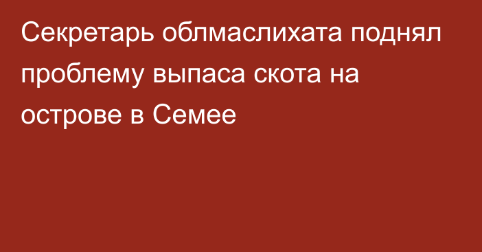 Секретарь облмаслихата поднял проблему выпаса скота на острове в Семее