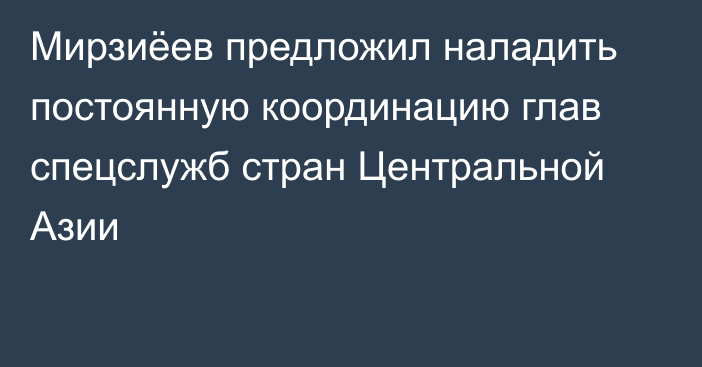 Мирзиёев предложил наладить постоянную координацию глав спецслужб стран Центральной Азии