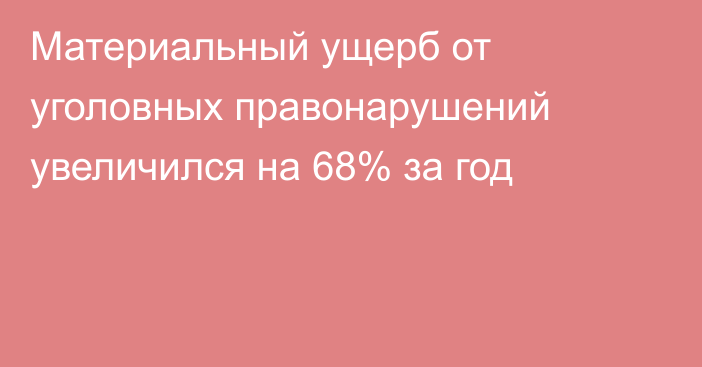 Материальный ущерб от уголовных правонарушений увеличился на 68% за год