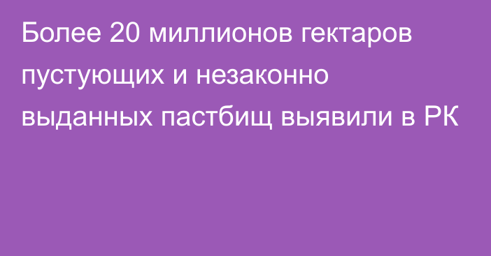 Более 20 миллионов гектаров пустующих и незаконно выданных пастбищ выявили в РК