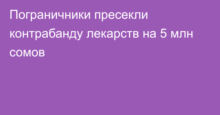 Пограничники пресекли контрабанду лекарств на 5 млн сомов