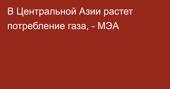 В Центральной Азии растет потребление газа, - МЭА