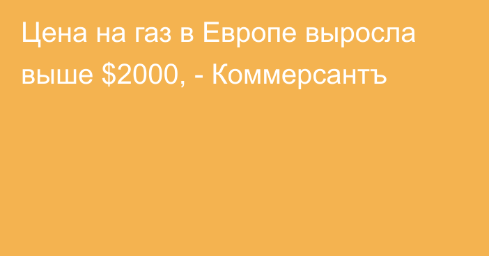 Цена на газ в Европе выросла выше $2000, - Коммерсантъ