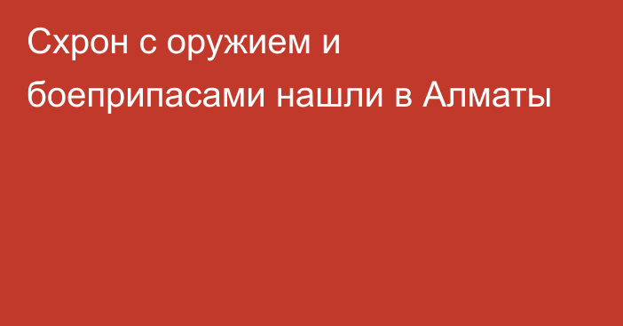 Схрон с оружием и боеприпасами нашли в Алматы