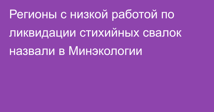 Регионы с низкой работой по ликвидации стихийных свалок назвали в Минэкологии