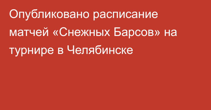 Опубликовано расписание матчей «Снежных Барсов» на турнире в Челябинске