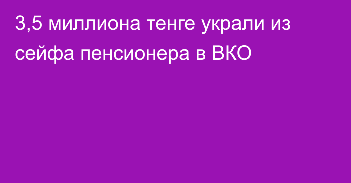 3,5 миллиона тенге украли из сейфа пенсионера в ВКО