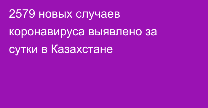 2579 новых случаев коронавируса выявлено за сутки в Казахстане