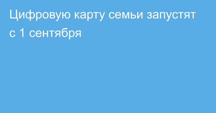 Цифровую карту семьи запустят с 1 сентября