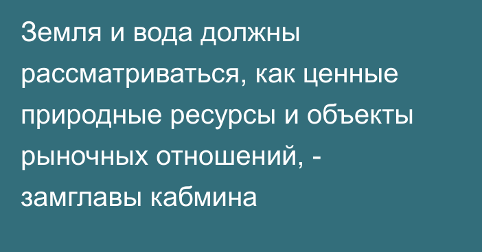 Земля и вода должны рассматриваться, как ценные природные ресурсы и объекты рыночных отношений, - замглавы кабмина