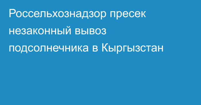 Россельхознадзор пресек незаконный вывоз подсолнечника в Кыргызстан