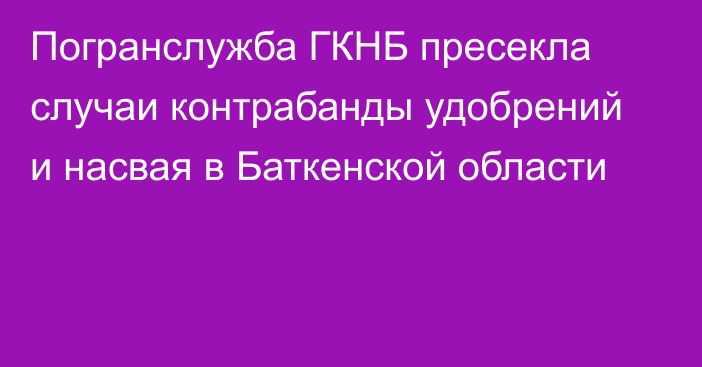 Погранслужба ГКНБ пресекла случаи контрабанды удобрений и насвая в Баткенской области 