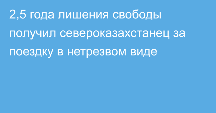 2,5 года лишения свободы получил североказахстанец за поездку в нетрезвом виде