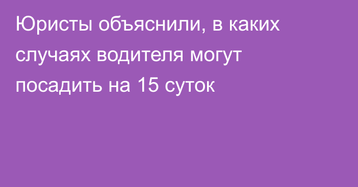 Юристы объяснили, в каких случаях водителя могут посадить на 15 суток