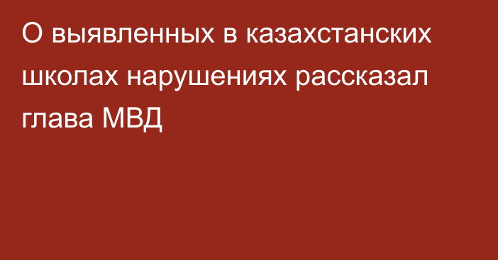 О выявленных в казахстанских школах нарушениях рассказал глава МВД