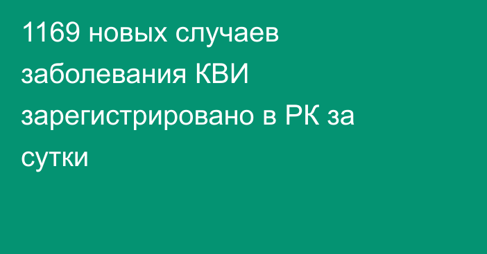 1169 новых случаев заболевания КВИ зарегистрировано в РК за сутки