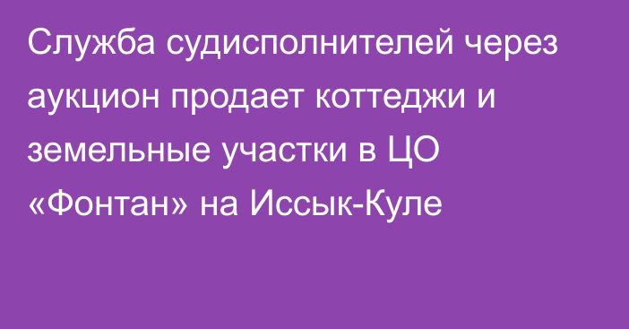 Служба судисполнителей через аукцион продает коттеджи и земельные участки в ЦО «Фонтан» на Иссык-Куле