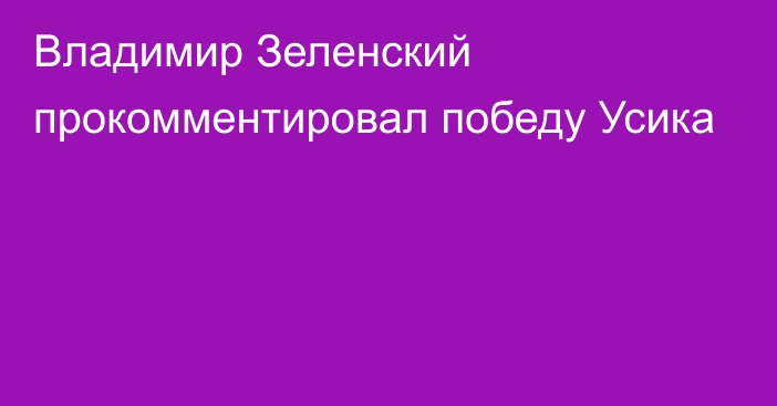 Владимир Зеленский прокомментировал победу Усика