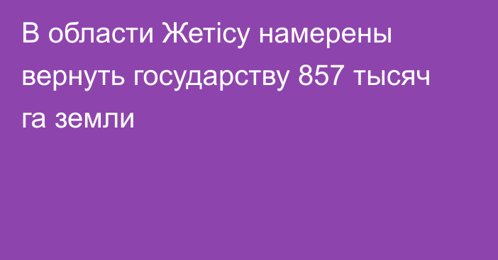 В области Жетісу намерены вернуть государству 857 тысяч га земли