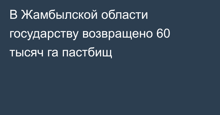 В Жамбылской области государству возвращено 60 тысяч га пастбищ