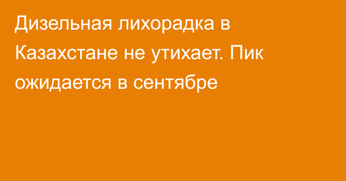 Дизельная лихорадка в Казахстане не утихает. Пик ожидается в сентябре