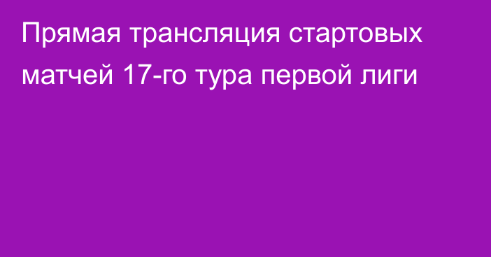 Прямая трансляция стартовых матчей 17-го тура первой лиги