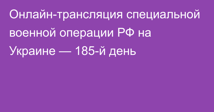 Онлайн-трансляция специальной военной операции РФ на Украине — 185-й день