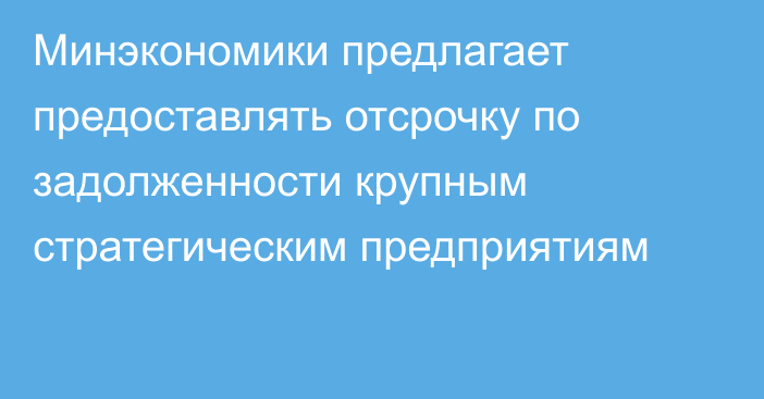 Минэкономики предлагает предоставлять отсрочку по задолженности крупным стратегическим предприятиям