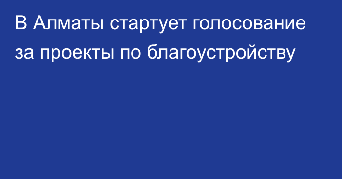 В Алматы стартует голосование за проекты по благоустройству