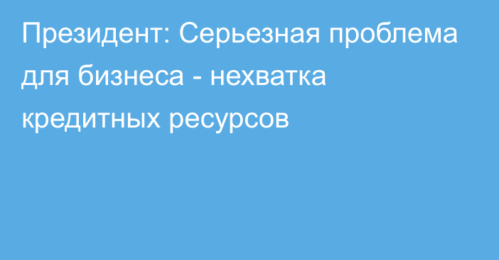 Президент: Серьезная проблема для бизнеса - нехватка кредитных ресурсов