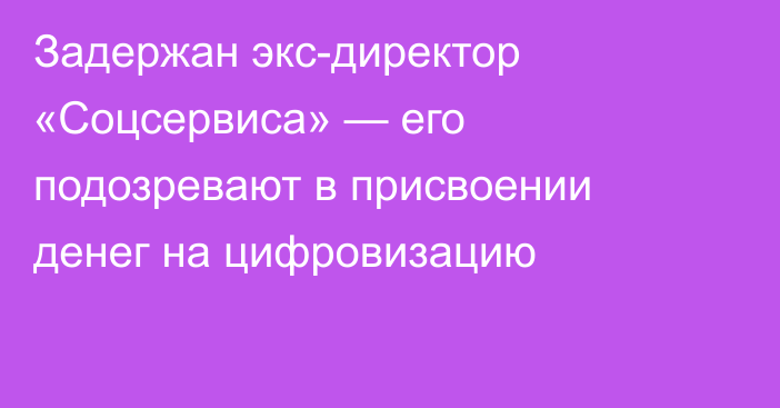 Задержан экс-директор «Соцсервиса» — его подозревают в присвоении денег на цифровизацию