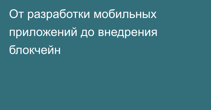 От разработки мобильных приложений до внедрения блокчейн