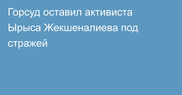 Горсуд оставил активиста Ырыса Жекшеналиева под стражей