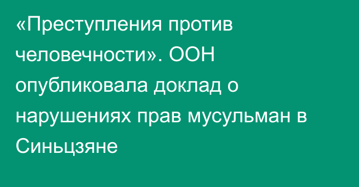 «Преступления против человечности». ООН опубликовала доклад о нарушениях прав мусульман в Синьцзяне