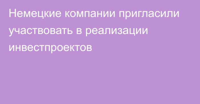 Немецкие компании пригласили участвовать в реализации инвестпроектов