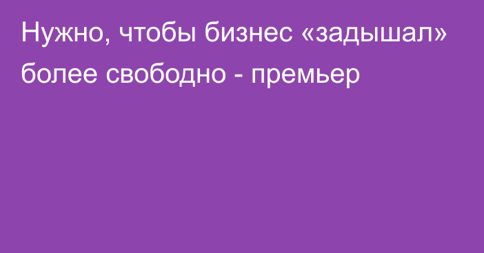 Нужно, чтобы бизнес «задышал» более свободно - премьер