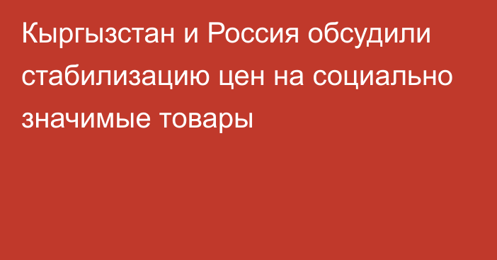 Кыргызстан и Россия обсудили стабилизацию цен на социально значимые товары