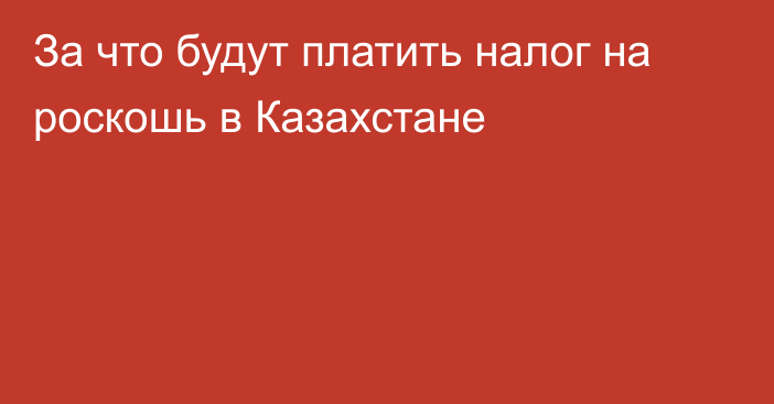 За что будут платить налог на роскошь в Казахстане