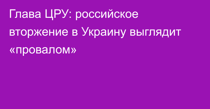 Глава ЦРУ: российское вторжение в Украину выглядит «провалом»