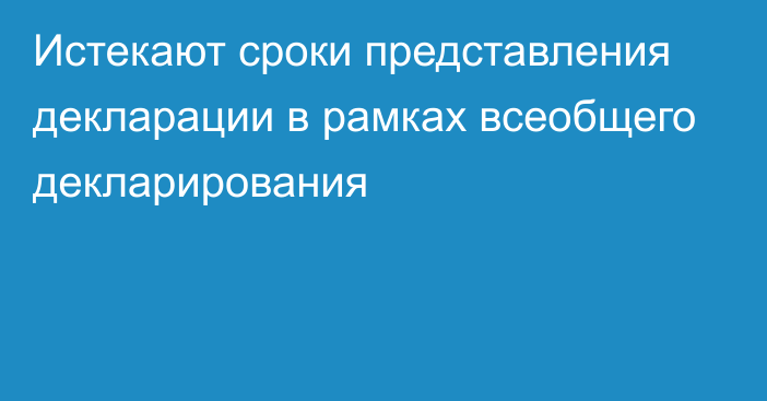 Истекают сроки представления декларации в рамках всеобщего декларирования