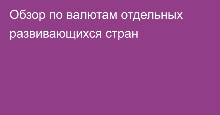 Обзор по валютам отдельных развивающихся стран