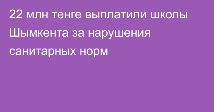 22 млн тенге выплатили школы Шымкента за нарушения санитарных норм