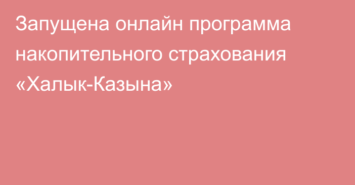 Запущена онлайн программа накопительного страхования «Халык-Казына»