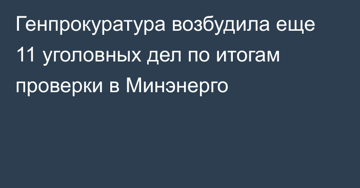 Генпрокуратура возбудила еще 11 уголовных дел по итогам проверки в Минэнерго