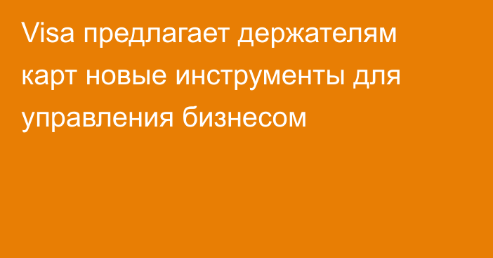 Visa предлагает держателям карт новые инструменты для управления бизнесом