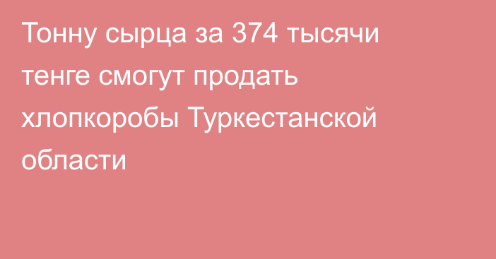 Тонну сырца за 374 тысячи тенге смогут продать хлопкоробы Туркестанской области