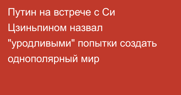 Путин на встрече с Си Цзиньпином назвал 