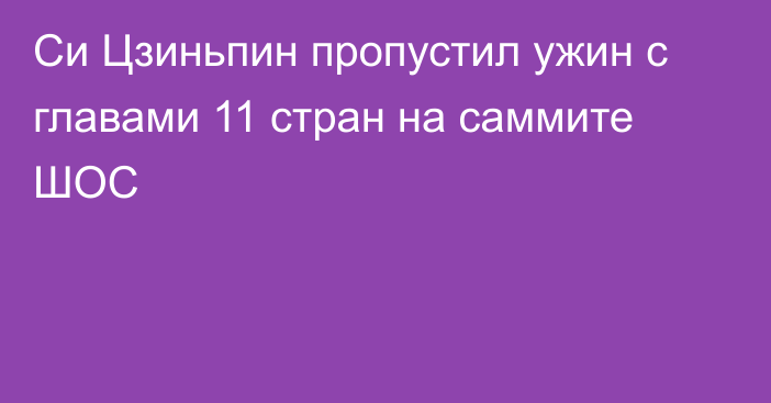 Си Цзиньпин пропустил ужин с главами 11 стран на саммите ШОС