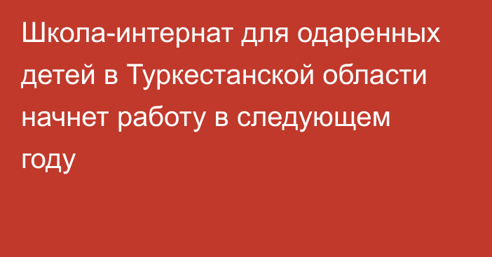 Школа-интернат для одаренных детей в Туркестанской области начнет работу в следующем году