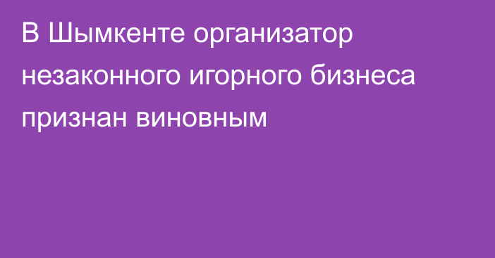 В Шымкенте организатор незаконного игорного бизнеса признан виновным